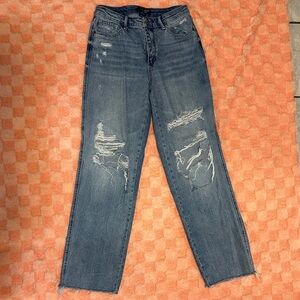 Judy Blue Distressed Straight Leg Jeans - Blue